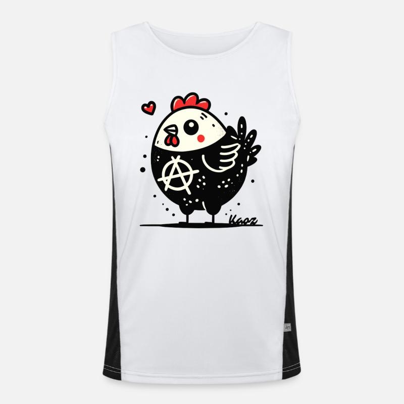 Funny Anarchy Chicken Men's Functional Contrast Tank Top 