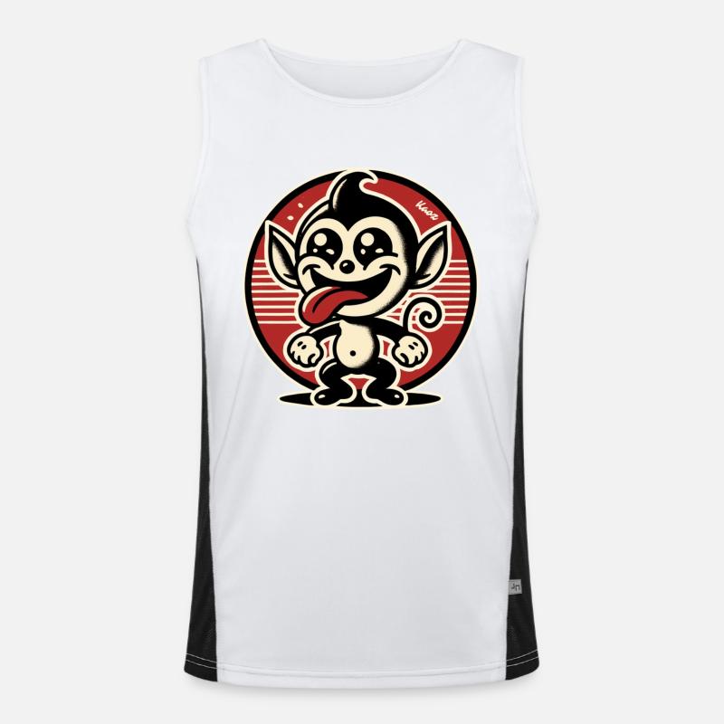 Cheerful little rascal monkey - Men's Functional Contrast Tank Top  - white/black