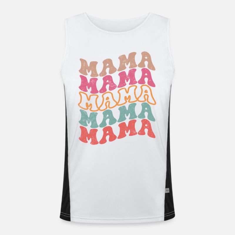 Retro Groovy Mama Text Pattern - Men's Functional Contrast Tank Top  - white/black