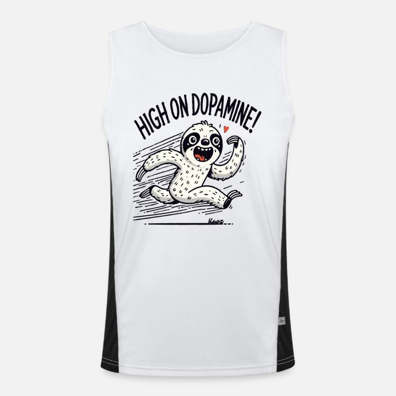 Running sloth full on dopamine - Men's Functional Contrast Tank Top  - white/black