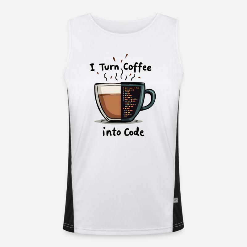 Coffee into Code - Men's Functional Contrast Tank Top  - white/black
