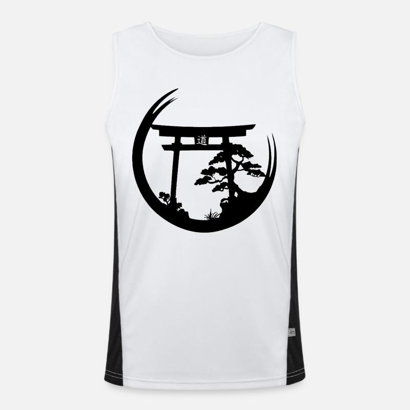 Japanese atmosphere (black) Men's Functional Contrast Tank Top 