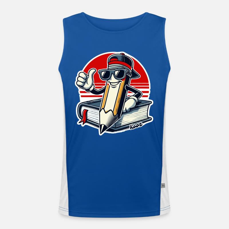 Cooler Bleistift mit Buch und Daumen hoch Funktionelles Kontrast-Tank Top für Männer 