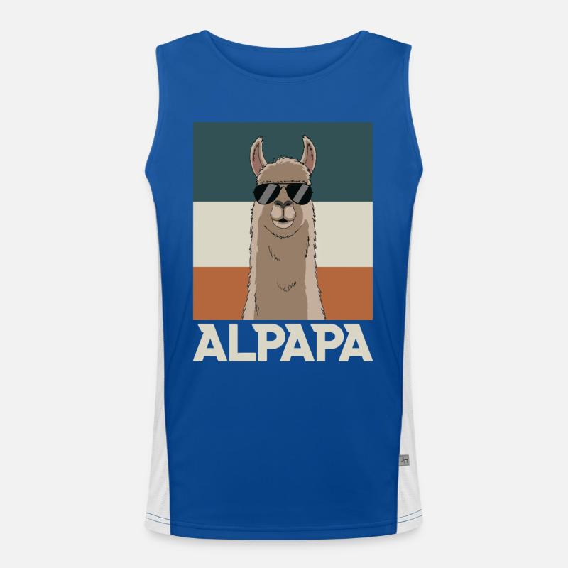 Dad Alpaca Dad Funny Llama Father's Day Gift Men's Functional Contrast Tank Top 