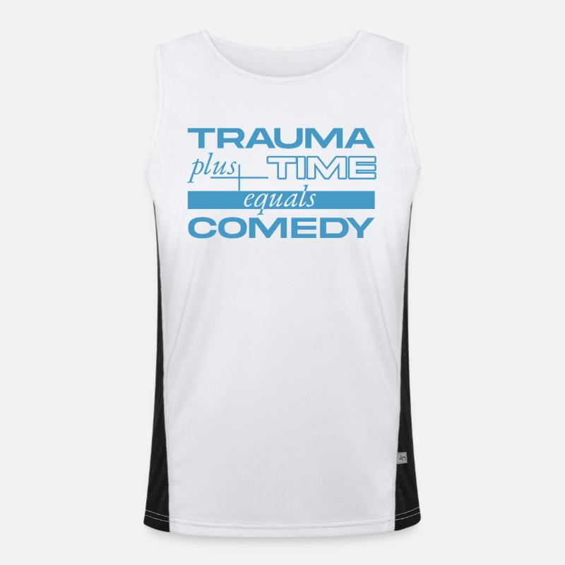 Trauma + Zeit = Comedy Funktionelles Kontrast-Tank Top für Männer 