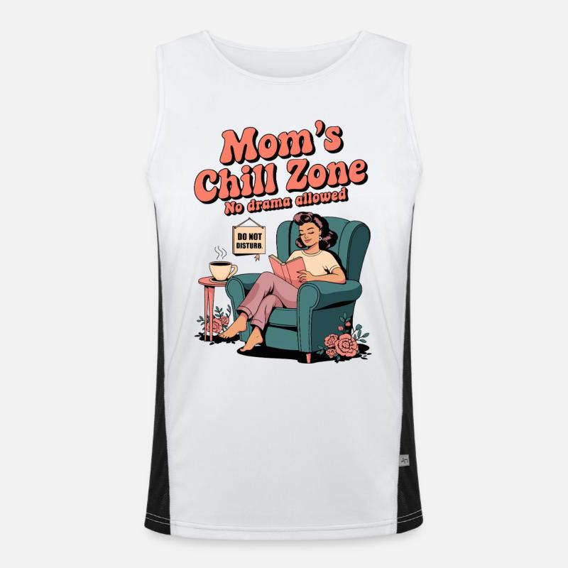 Mom’s Chill Zone Pas de drame Cadeau drôle Débardeur respirant contrasté Homme 