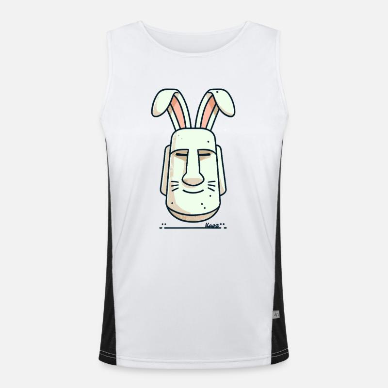 Easter Island Easter Bunny - Men's Functional Contrast Tank Top  - white/black