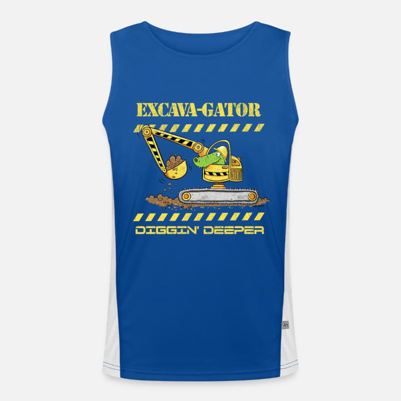 Fun Baustelle Bagger Krokodil Spruch Wortspiel Funktionelles Kontrast-Tank Top für Männer 