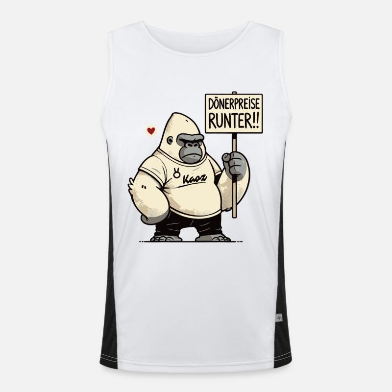 Gorilla Protest mit Schild: Dönerpreise runter! Funktionelles Kontrast-Tank Top für Männer 