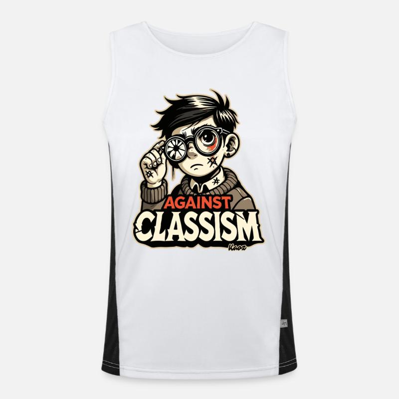 armer Junge mit kaputter Brille: gegen Klassismus Funktionelles Kontrast-Tank Top für Männer 