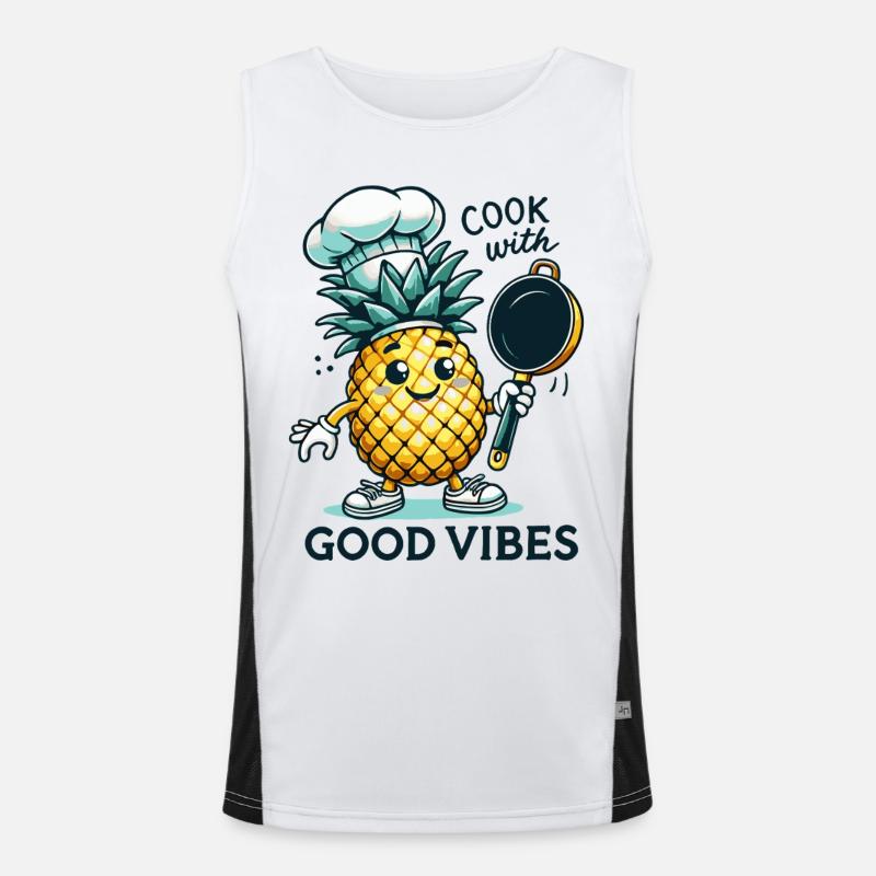 Cuisinez avec joie Ananas Chef Happy Cooking Débardeur respirant contrasté Homme 