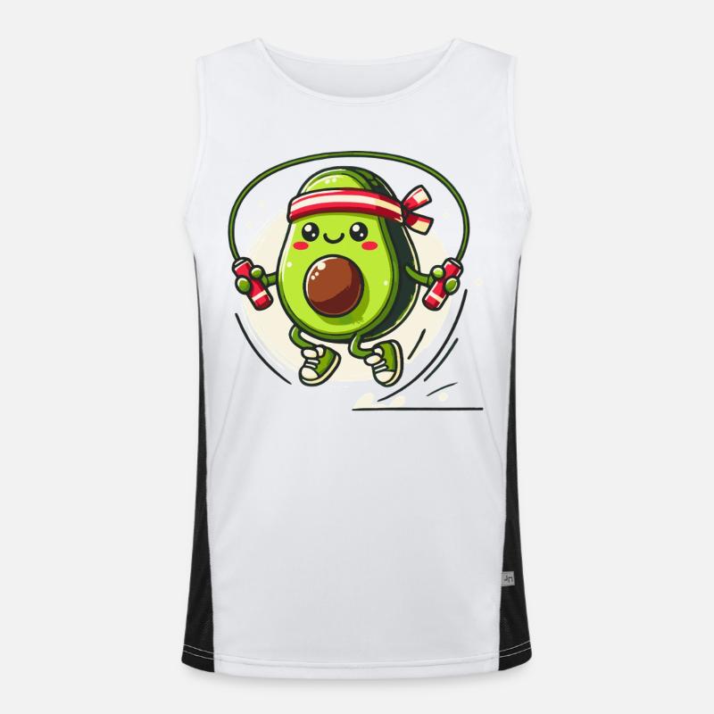 Jumping Avocado Workout Fun Men's Functional Contrast Tank Top 