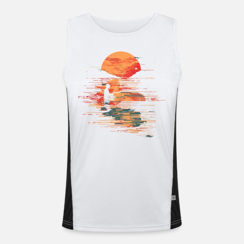 Fischerei Illustration Funktionelles Kontrast-Tank Top für Männer 