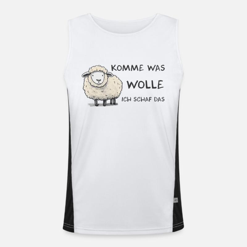 Komme was wolle ich Schaf das Schaf Wolle Funktionelles Kontrast-Tank Top für Männer 
