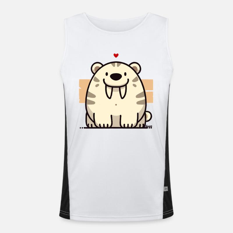 Cuddly Sabertooth Tiger with Heart - Men's Functional Contrast Tank Top  - white/black