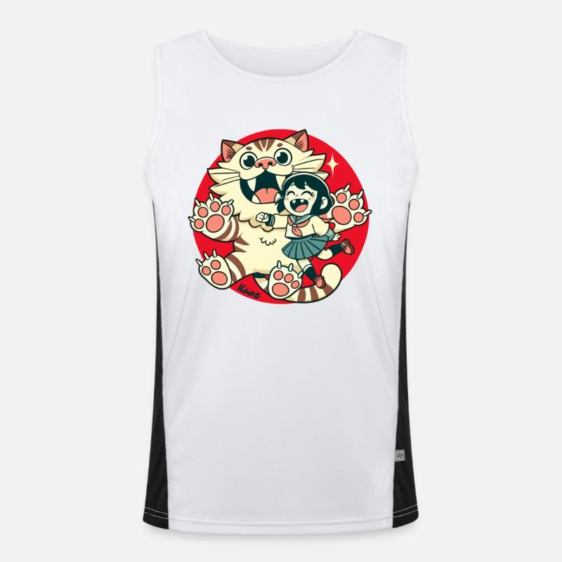 Chat géant et petite fille chat Débardeur respirant contrasté Homme 