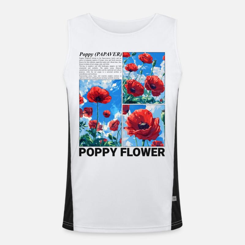 Poppy Nature Aesthetics Botany Flower Gift Men's Functional Contrast Tank Top 