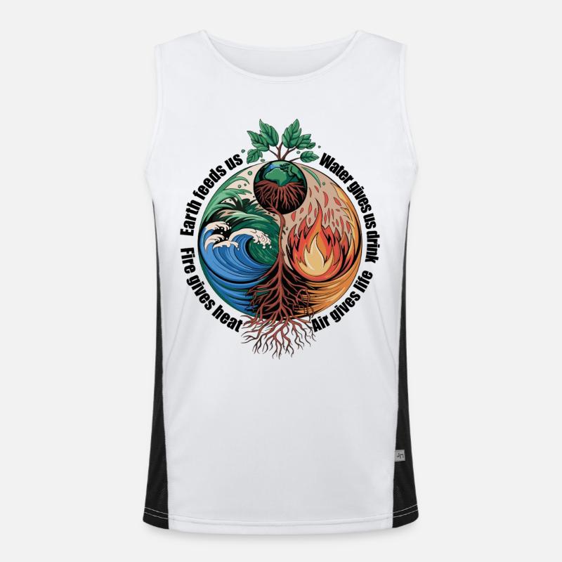Four Elements Tree - Earth, Water, Fire, Air Men's Functional Contrast Tank Top 