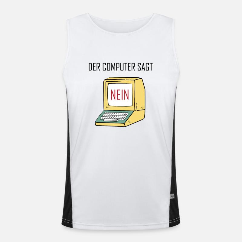 Retro Funny Computer Sagt Nein - Geeky Tech Nerd Men's Functional Contrast Tank Top 