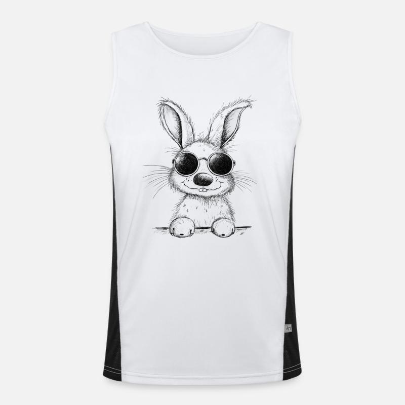 Lapin avec des lunettes I Cool lapin de Pâques Débardeur respirant contrasté Homme 