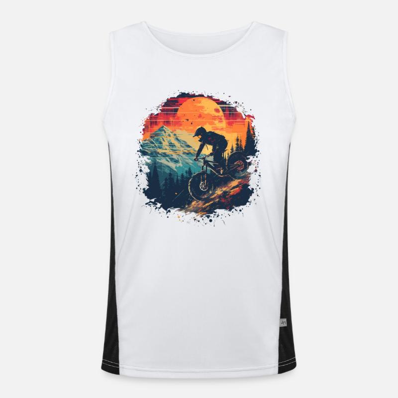 Mountain Biking Synthwave - Men's Functional Contrast Tank Top  - white/black