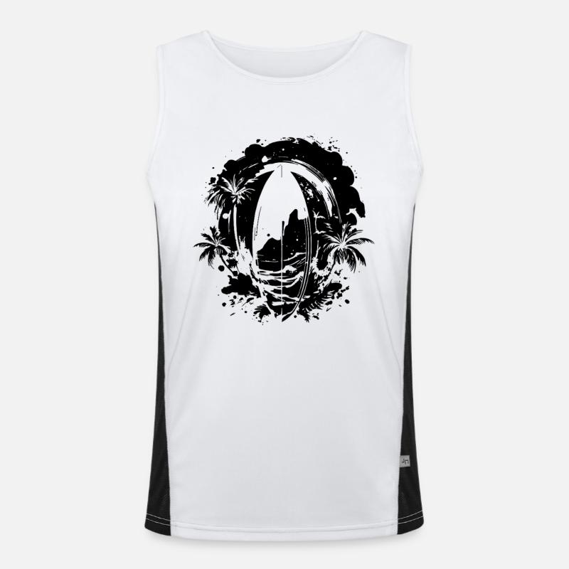 Surfboard Drawing Men's Functional Contrast Tank Top 