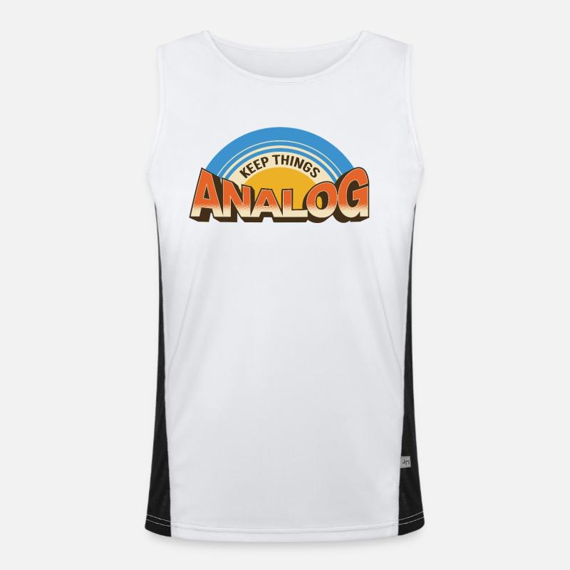Keep Things Analog – Retro Tech Statement - Men's Functional Contrast Tank Top  - white/black