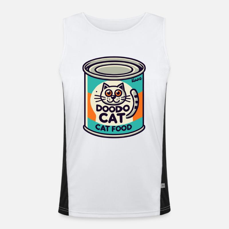 Retro Katzenfutter-Dose „Doodo Cat“ Funktionelles Kontrast-Tank Top für Männer 