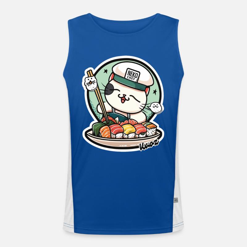 Neko Sushi Chef – Funny Cat Kitchen Men's Functional Contrast Tank Top 