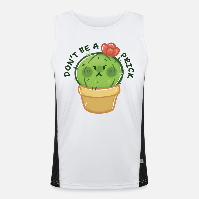 Grumpy Cactus with Message - Men's Functional Contrast Tank Top  - white/black