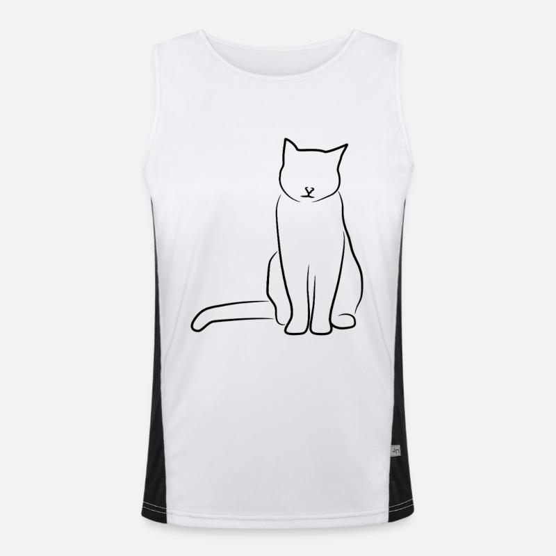 Cat Drawing Men's Functional Contrast Tank Top 