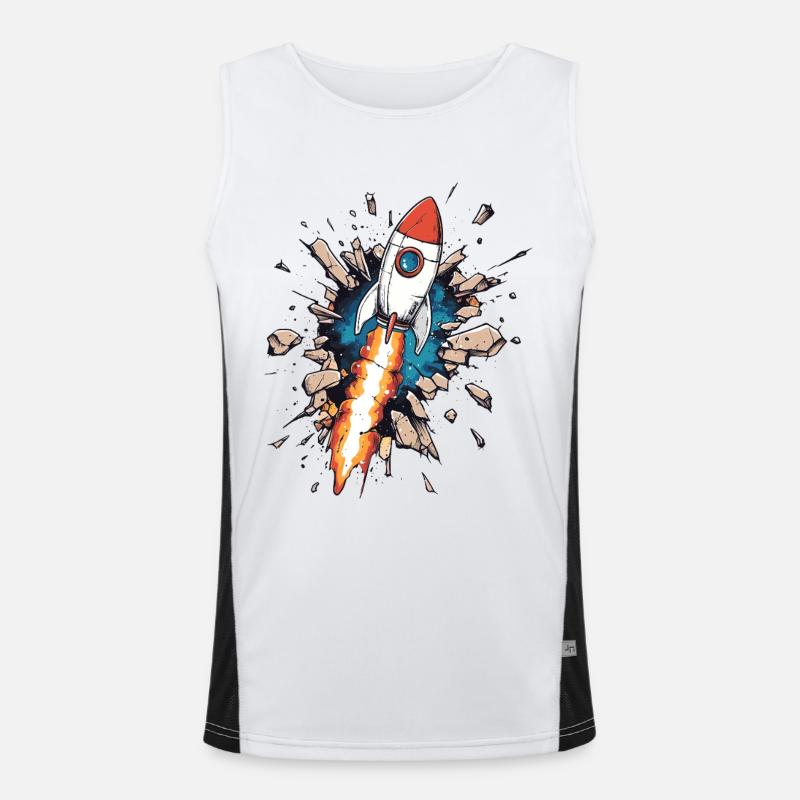 Rakete durchbricht Wand Funktionelles Kontrast-Tank Top für Männer 