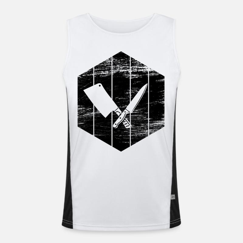 Messer und Hackbeil Funktionelles Kontrast-Tank Top für Männer 