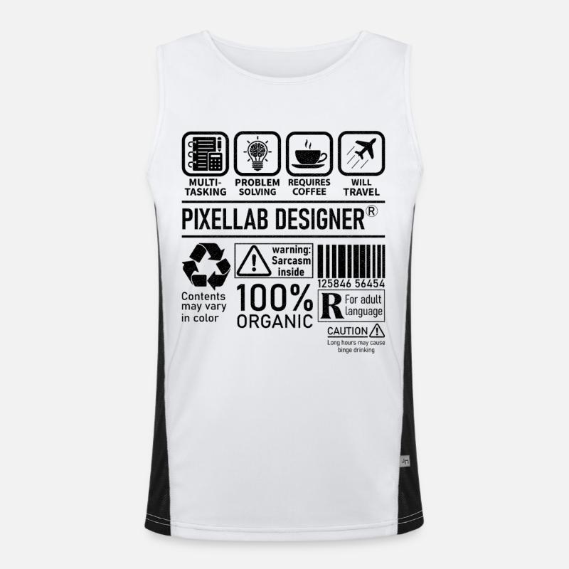 Pixellab Designer multi tasking problem solving - Men's Functional Contrast Tank Top  - white/black