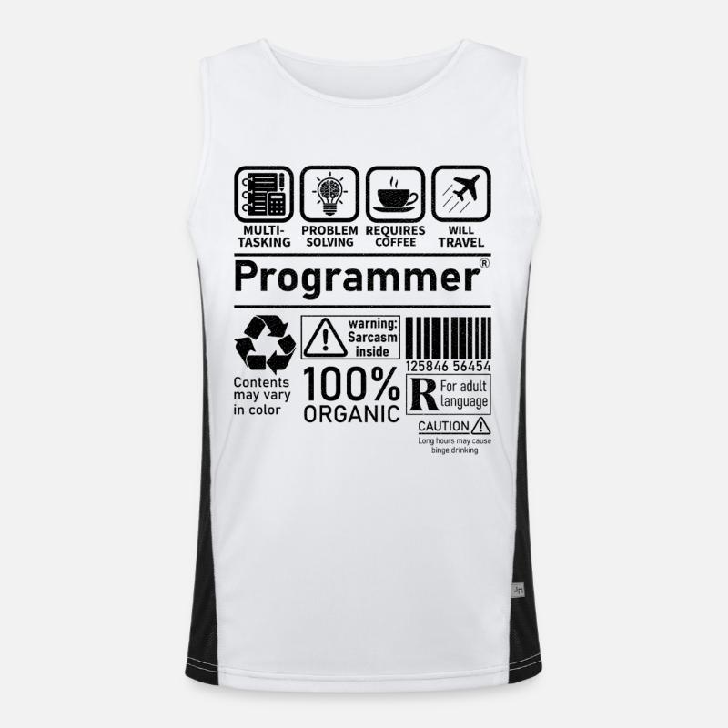 Programmer multi tasking problem solving requires - Funktionelles Kontrast-Tank Top für Männer  - Weiß/Schwarz