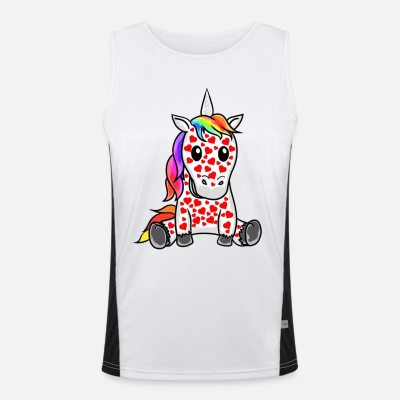 Einhorn Valentin Herz Herzen Einhörner Funktionelles Kontrast-Tank Top für Männer 