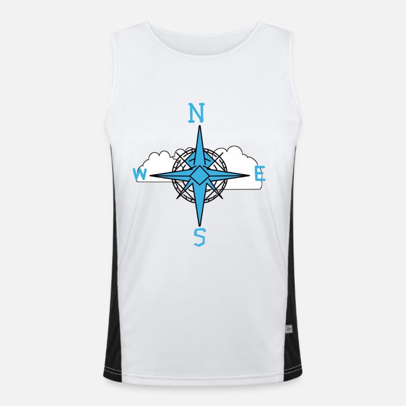 Wind Rose Maritime Compass Cloud - Men's Functional Contrast Tank Top  - white/black