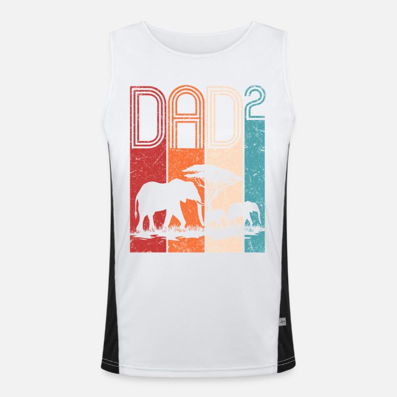 Father With Two Kids Elephant Gift Father's Day Men's Functional Contrast Tank Top 