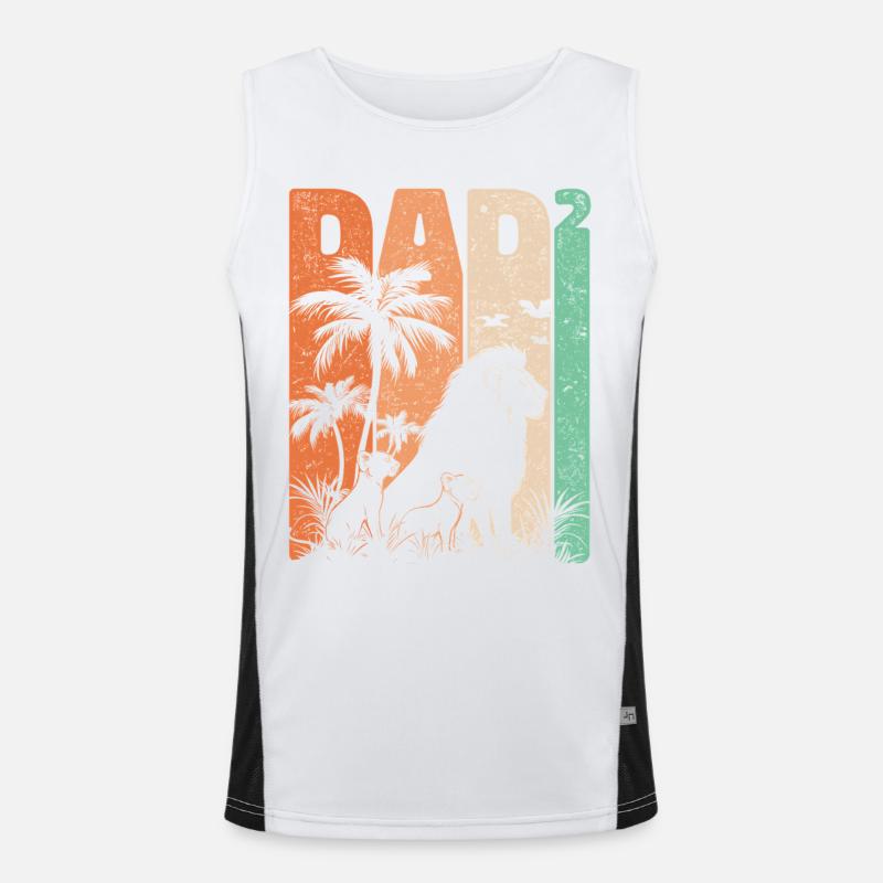 Retro Löwe Design Dad Hoch 2 Väter Geschenk Funktionelles Kontrast-Tank Top für Männer 