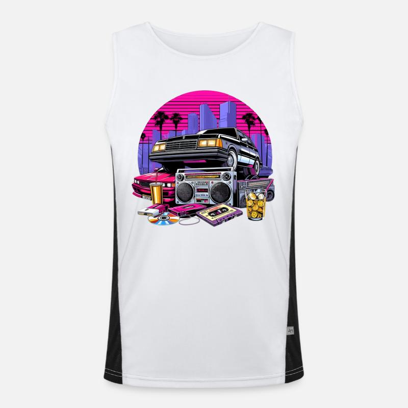 Compact Cassette Ghetto Blaster 90s Retro Gift Men's Functional Contrast Tank Top 