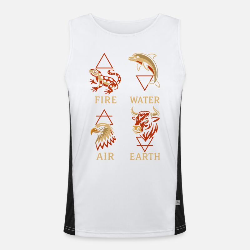Alchemistische Tiersymbole | Kunst mit vier Elementen Funktionelles Kontrast-Tank Top für Männer 