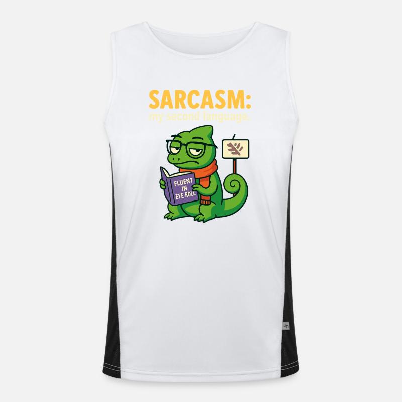 Second Language Sarcasm - Men's Functional Contrast Tank Top  - white/black