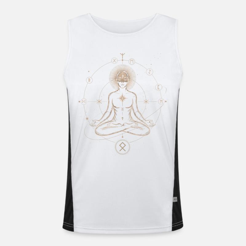 Runic Astral Alignment | Meditative Art Print - Men's Functional Contrast Tank Top - white/black
