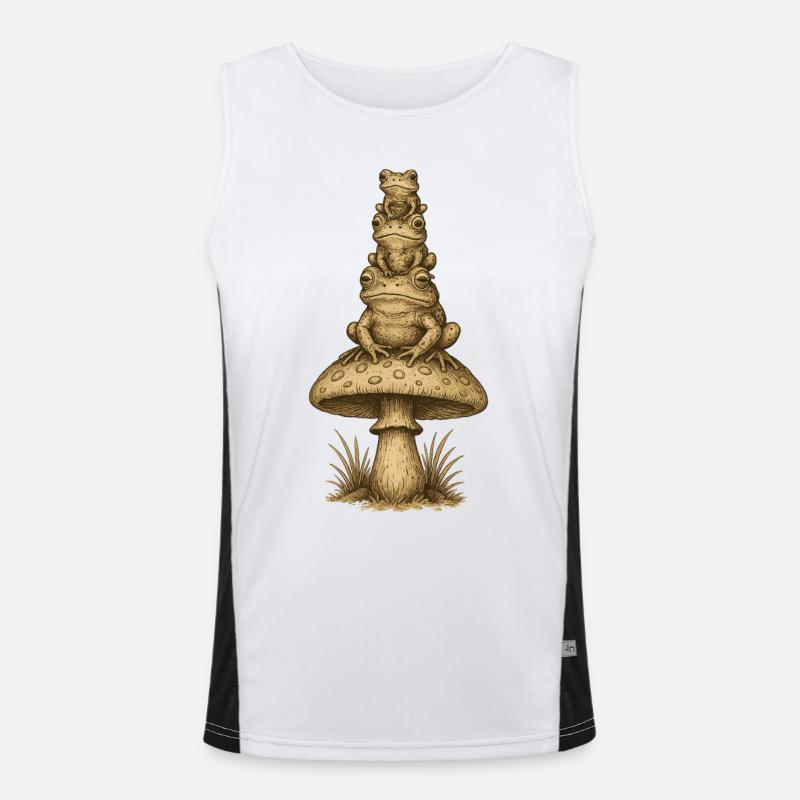 Frog Totem on Mushroom Stack - Men's Functional Contrast Tank Top  - white/black