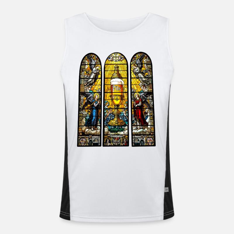 Bier Kirchen Fenster Männertag Himmelfahrt Funktionelles Kontrast-Tank Top für Männer 