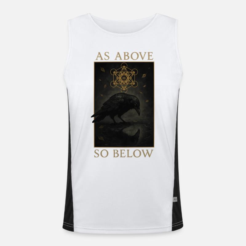 As Above So Below Raven Metatron's Cube Art Men's Functional Contrast Tank Top 