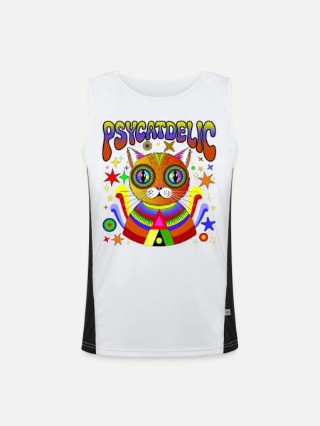PSYCATDELIC - Men's Functional Contrast Tank Top - white/black