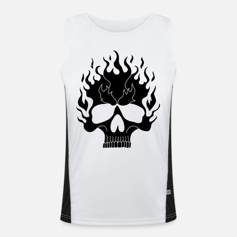 Schwarzer flammender Schädel Funktionelles Kontrast-Tank Top für Männer 