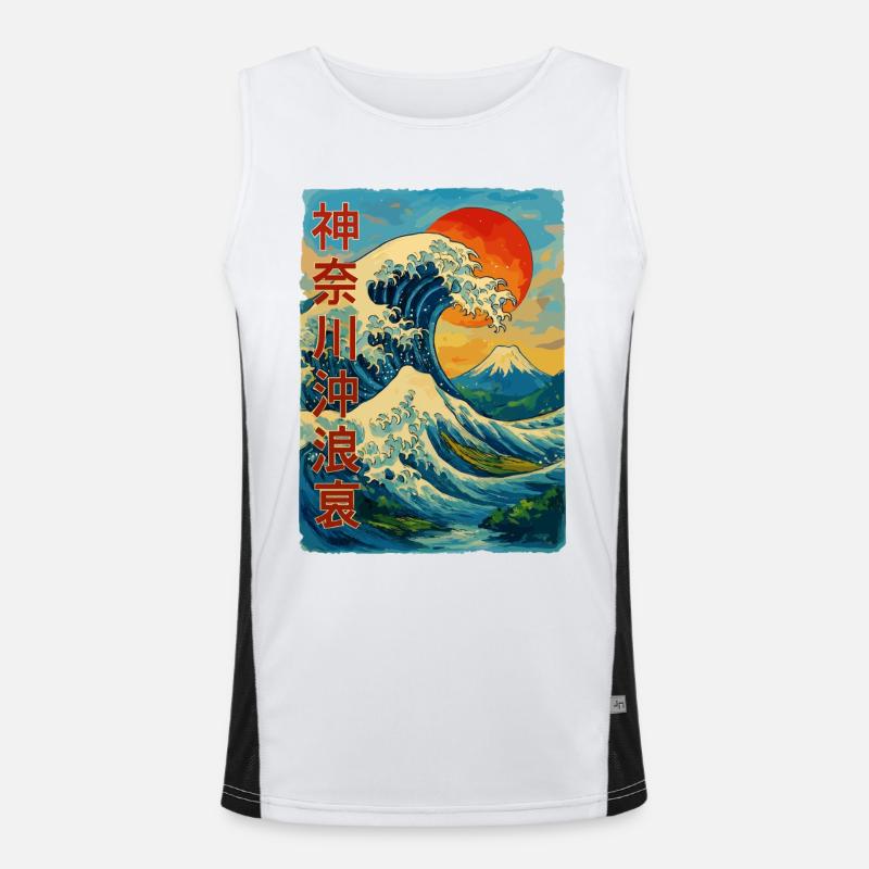 La Grande Vague devant Kanagawa Comic Style Débardeur respirant contrasté Homme 