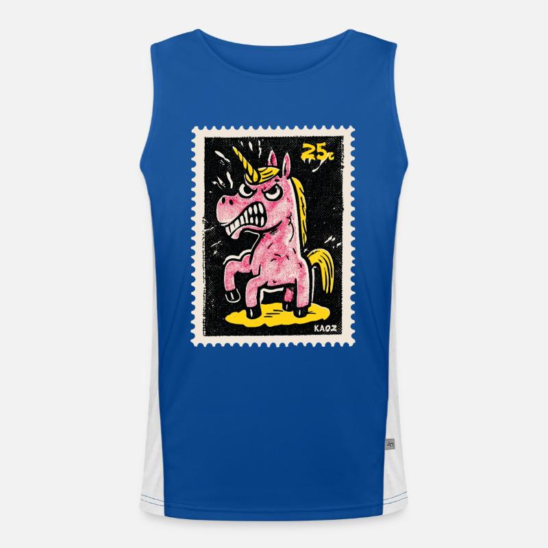 Wütendes Einhorn als Comic-Briefmarke Funktionelles Kontrast-Tank Top für Männer 